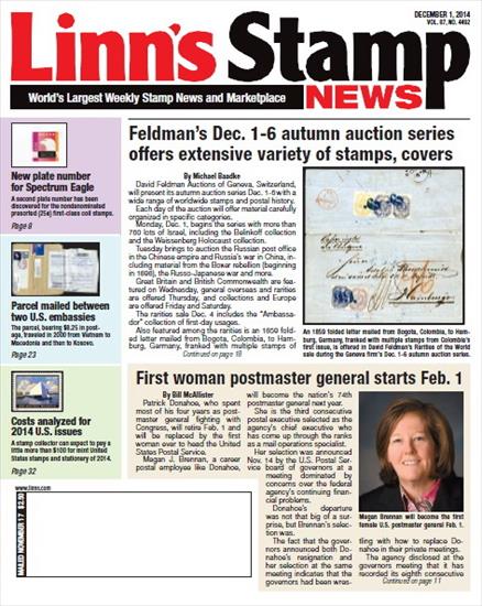 Poster - LINNS STAMP NEWS 2014.12.01 Vol.87 No. 4492 Worlds Largest Weekly Stamp News and Marketplace 2014, PDF.jpg